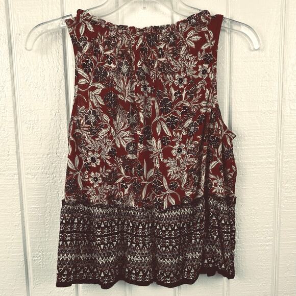 Patrons of Peace Women Sleeveless Floral Tank Top Brown Tribal Boho Size Small - Picture 5 of 6